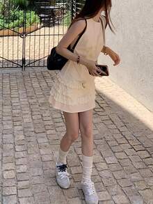 Women Midi Dresses - Apricot - View 2