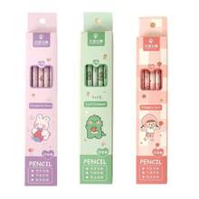10 chiếc bút chì hoạt hình dễ thương (Thỏ dâu tây/Vịt/Gấu/Khủng long), ruột chì HB, thích hợp cho trường học, vẽ tranh và làm quà tặng tựu trường. - Tròn - Xem 5