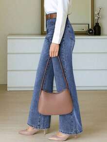 Jeans rectos y holgados para mujer con bolsillos.Sencillos, casuales, elegantes y versátiles, adecuados para todas las estaciones.Perfectos para viajar, la playa y las vacaciones de primavera - Azul medio - Ver 4