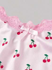 Camiseta de mujer con parche de encaje y decoración de lazo - Multicolor 8 - Ver 3