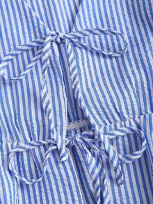 Sweetro Set de 2 piezas: Pantalones rectos con cordones y rayas, estilo callejero para mujer, verano - Azul 3 - Ver 6