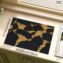 1pc Black & Gold Printed Absorbent Mat/Drying Mat For Coffee Maker, Tableware - Polyester Absorbent Desktop Protective Mat With Rubber Anti-Slip Pad, For Kitchen Counter Decor, Home Bar And Dining Table - Multicolor - View 10