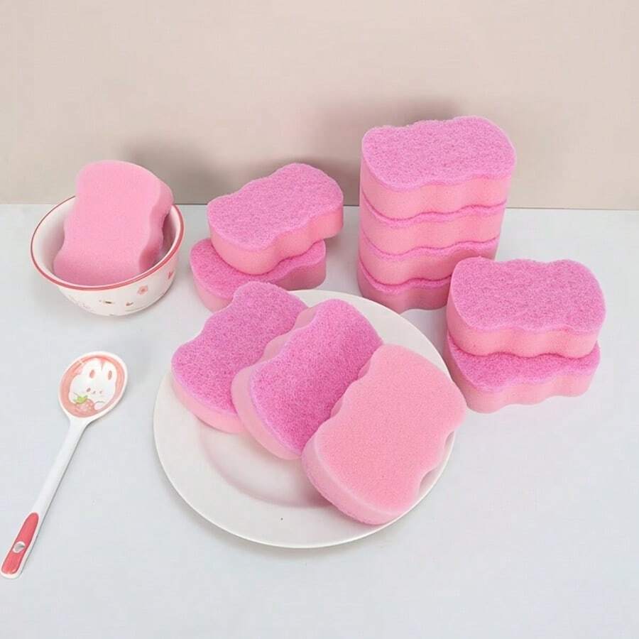 10pcs/Multipurpose Kitchen Cleaning Sponge, Durable & Reusable Scrub Pad, Non-Scratch For Dishes/Pots/Sink/Stove, Household Cleaning Tool For Kitchen/Bathroom/Restaurant