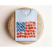 Camiseta con bandera floral de EE. UU., Camiseta del 4 de julio, Camiseta americana, Camiseta 1776, Camiseta de honor estadounidense, Camiseta floral con bandera americana, Camiseta de mujer para el 4 de julio - Blanco - Ver 3