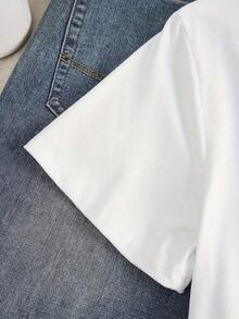 Simple And Versatile Design, Casual Shirt For Women In Sweet Cherry Red, Women's Top In Cherry Red, New Women's T-Shirt, Pure Cotton T-Shirt. - 白色 - 查看 3