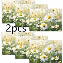 18*11.81 Inch (45*30cm) Daisy Print Rectangular Placemats, Available In 1/2/4/6/8/30 Sets, Made Of 100% Polyester With Non-Slip And Heat-Resistant Properties, Machine Washable, Hand Washable And Dry Cleanable, Suitable For Daily Dining And Home Decor, Perfect For Farmhouse And Floral Style Enthusiasts - Multicolor - View 15