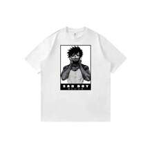 Camiseta unisex de manga corta con estampado de anime lindo y Dabi de My Heros Academias, estilo casual y para uso diario. - Blanco - Ver 1
