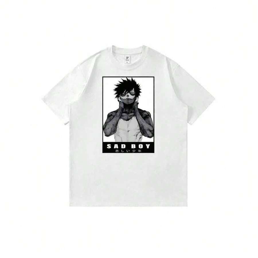 Camiseta unisex de manga corta con estampado de anime lindo y Dabi de My Heros Academias, estilo casual y para uso diario. - Blanco - Ver 1