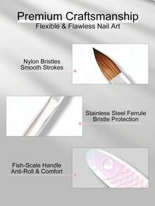 Set de 5 piezas de pinceles de arte de uñas de sirena arcoíris - Pinceles profesionales de acrílico y gel UV para manicura, diseño de uñas DIY, degradado y pintura de detalles - Multicolor - Ver 2