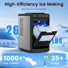 Havato Ice Makers Countertop,26Lbs/24H,8Pcs In 6Mins,Portable Ice Maker Machine With 0.8 L Water Tank,Self-Cleaning,Interior Lighting,2 Sizes Of Bullet Ice For Home/Office/Party/Kitchen/RV/Camping(Black) - Xem 10