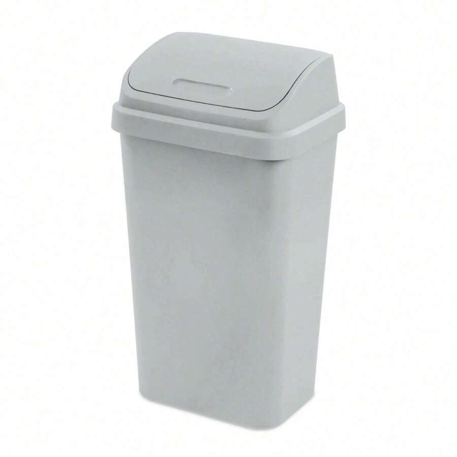 Kitchen Trash Can, 13 Gallon Plastic Garbage Bin With Swing Top Lid, Light Gray - gray - View 1