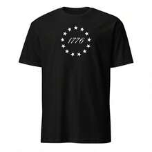 1776 Short-SL1eeve UniS1ex T-ShirtFor woman shirt Camiseta 100% Algodón Unisex - Playera Casual Premium de Corte Cómodo - Negro - Ver 1