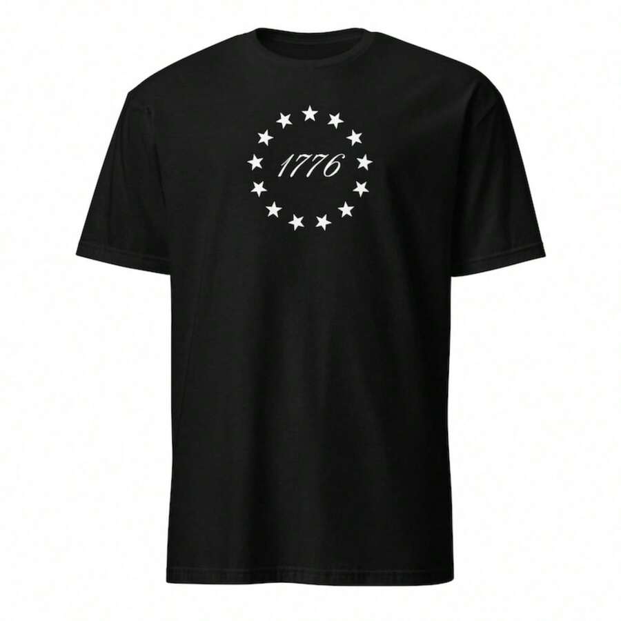 1776 Short-SL1eeve UniS1ex T-ShirtFor woman shirt Camiseta 100% Algodón Unisex - Playera Casual Premium de Corte Cómodo - Negro - Ver 1