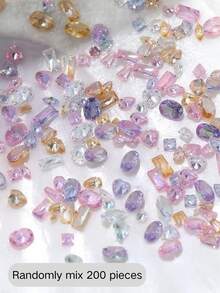 100/200pcs Colorful Cubic Zirconia Small Nail Art Charms 3D Nail Decor - Multicolor - View 7