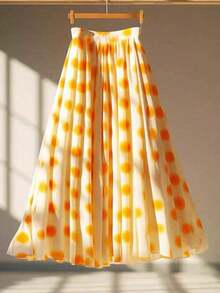 Falda de mujer con estampado de lunares difuminados de moda de verano - Multicolor 2 - Ver 3
