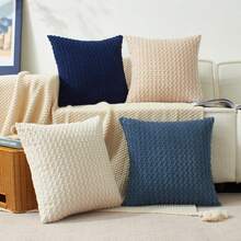 4pcs Spring Soft Corduroy Decorative Pillow Covers, Solid Color Plush Fabric Sofa Chair Cushion Covers (Pillow Inserts Not Included) - Multicolor - View 2