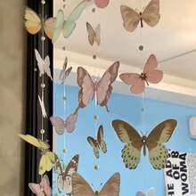 6pcs/Set Handmade Butterfly Hanging Doorway Curtain With Pearl For Home Decoration&Room Decoration, Finished And Unfinished - Multicolor - View 4