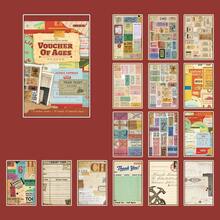 Vintage Material Book, Cabinet Series Handmade Paper Set Includes 5 Die-Cut Stickers And 10 Decorative Scrapbook Papers, Suitable For Crafting, Junk Journals, Scrapbook Decoration - Retro - View 14