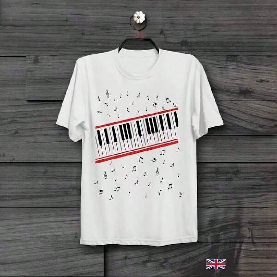 Vintage  Cotton Graphic Tee Women-Shirt,Short Sleeve Cotton Man Clothing Piano Beat It Michaels Jackson Mtvs Video Retro Vintage Hipster Unisex-Shirt Print-Shirt - 白色 - 查看 1