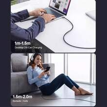 OIITH 66W USB-A 轉 Type-C 黑色充電線，3.3ft/4.9ft/6.6ft，Type-C 快充線，相容 iPhone 17/16/15/14、Pro 12.9/11、Air 4/5、Mini 6，相容 、G、Pixel 及其他 USB-C 設備 - 黑色 - 查看 5