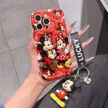 This Disney Mickey Mouse Lanyard Phone Case Is Fully Covered In TPU Material. It's Shockproof, Lightweight, And Compatible With IPhone17/16/11/13/15/15 Plus/15 Pro/15 Pro Max/12/14 Pro Max/11 Pro Max/12 Pro/12 Pro Max/13. This Phone Case Makes A Popular Birthday Gift Or Business Gift; It's Durable, Stain- And Fingerprint Resistant, And Suitable For Both Men And Women. The Set Also Includes A Mickey Mouse Phone Case And A Mickey Mouse Plush Bracelet. It's A Perfect Gift For Friends And Family. This Stylish Phone Case Is Fun, Lightweight, And Durable. IPhone17 Pro Max Phone Case, Minnie Mouse Phone Case. - 白色 - 查看 6