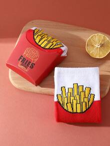Tất CREATOR SOCKS 1 đôi tất dài đến bắp chân hình khoai tây chiên ngộ nghĩnh, hộp quà thiết kế độc đáo hình sôcôla, thích hợp làm quà tặng bất ngờ cho các dịp sinh nhật/tiệc tùng/ngày gia đình/đám cưới/Ngày của Cha/mùa tốt nghiệp/mùa tựu trường/Halloween. - Đỏ - Xem 8