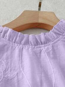 Camisa sin mangas de mujer con bordado y volantes - Púrpura malva - Ver 4