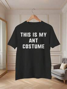 Funny Women's T-Shirt With The Phrase "This Is My Ant Costume" - Loose Fit, Casual Ant-Themed Outfit For Halloween, With Ant Patch, Comfortable All-Season T-Shirt, Ideal For Costume Parties And Casual Wear, Machine Washable (Adult) - 黑色 - 查看 6