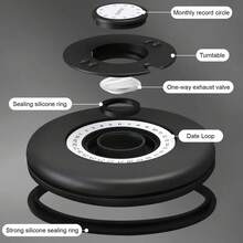 Hộp đựng cà phê bằng thép không gỉ - 1 hộp kín khí có vạch chia ngày tháng và muỗng đong - Dùng cho cà phê xay, hạt cà phê, trà, đường, bột mì, ngũ cốc. - màu đen - Xem 5