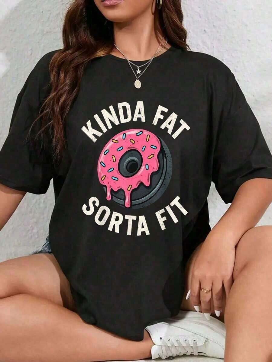 Conjunto para el Día de la Madre, Camiseta Divertida con Estampado de Donut para Gimnasio y Fitness, para Hombre y Mujer, Camiseta Gráfica Casual de Manga Corta, Camisetas Gráficas Occidentales, Ropa para Hombre, Camisas para Hombre, Camisetas Gráficas, Ropa para Mujer, Tops, Camisetas Gráficas, Y2k, Tops de Mujer - Negro - Ver 1