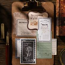 30 piezas/paquete Pegatinas con borde de texto vintage estético, pegatinas decorativas DIY creativas para scrapbooking, regalo de vacaciones, suministros de papelería personalizados - 2. Cuentos románticos en papel - Ver 3
