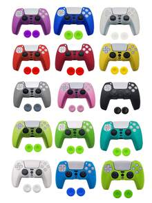 1pc Silicone Protective Cover For PlayStation 5 Controller + 2pcs Joystick Caps Set, Anti-Slip, Anti-Drop, Anti-Dust, Anti-Scratch, Enhance Gaming Experience - Multicolor - View 1