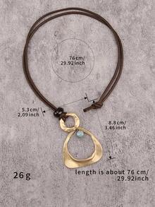 1 chiếc vòng cổ mặt dây chuyền kim loại phong cách biển Bohemian, vòng cổ choker họa tiết xoắn ốc bất đối xứng tối giản cổ điển, quà tặng du lịch biển dự tiệc, phụ kiện đôi hàng ngày, quà tặng ngày lễ. - dây sáp - Xem 11