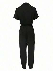 informal de unicolor con cremallera en el cuello para mujer - Negro - Ver 2