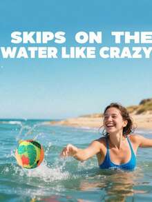 1pc Durable TPR Elastic Beach Ball - Colorful Water Fun Pool Ball, Suitable For Swimming Pool, Beach And Outdoor Games | Fun Pool Accessories, Colorful Design - 彩色 - 查看 6