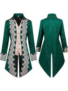 Men's Steampunk Medieval Jacket Gothic Victorian Era Costume Uniform For Men Cosplay - Green Lace Tuxedo - View 5