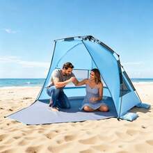 Beach Tent Sun Shelter For 4 Person, Pop Up Beach Tent UPF 50+ Protection, Portable Sun Shade Canopy With Carrying Bag And Sand Pockets, Easy Setup Umbrella For Camping Fishing Outdoor Picnic - for 4 Person, Pop Up - 查看 9