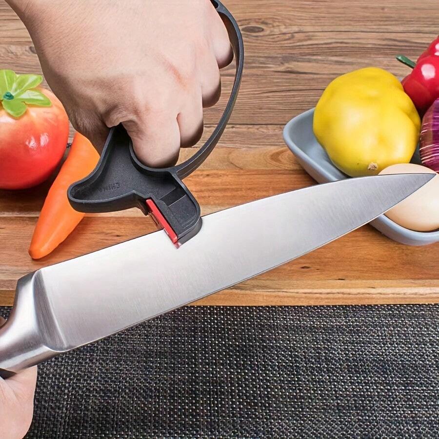 1Pc Portable Knife Sharpener & Cutter, Tungsten Steel Grinding Head For Fast Sharpening, Durable PP Body, Compact Lightweight Dual-Use Tool, Multifunctional For Kitchen, Gardening, Hunting, Fishing, Outdoor & Household Daily Use
