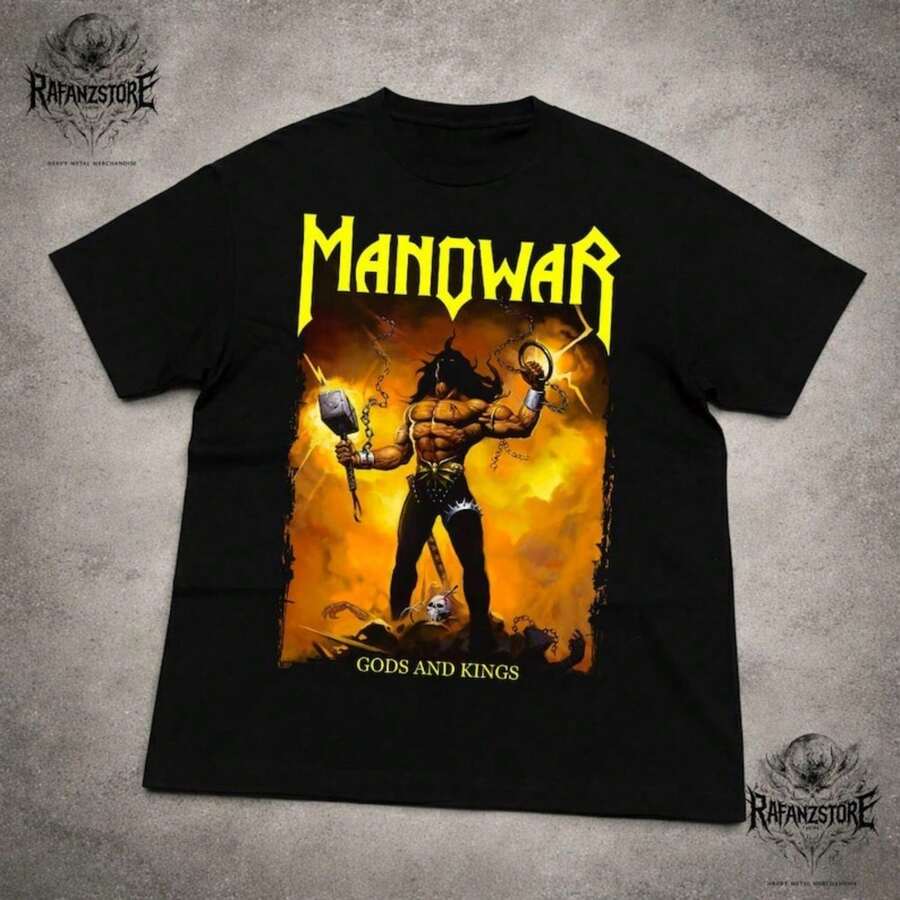 Manowar Gods and Kings T-Shirt – Epic Power Metal Band ShirtFor woman shirt Camiseta 100% Algodón Unisex - Playera Casual Premium de Corte Cómodo - Negro - Ver 1