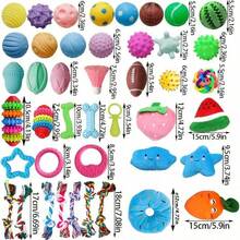 4 piezas de pelotas de juguete con chillido de colores y estilos aleatorios, juguetes masticables duraderos para la limpieza y el entrenamiento de los dientes, adecuados para perros como el golden retriever y el caniche - Multicolor - Ver 2