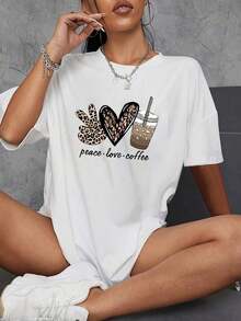 Fashionable Custom Printed Casual T-Shirt, Short Sleeve Sports Top With Round Neck And Slightly Elastic, Women's Sportswear. - 白色的 - 查看 7