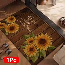 1pc Sunflower Pattern Printed Linen Kitchen Rug, Bathroom Mat, Doormat, 3D Floral Rectangle Carpet For Living Room, Bedroom, Hallway, Bathroom, Laundry Room - Polyester Rug For Indoor And Outdoor Home Decor - Multicolor - View 17