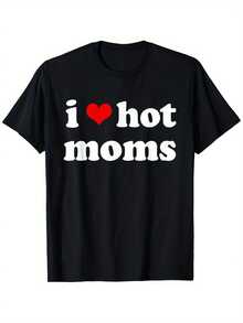 Hot Mom T-shirt med hjärtdesign, perfekt presentval till Mors Dag. Finns i svart kortärmad modell, storlekar S till XXL, tillverkad av 180G-tyg. - Svart - Visa 6