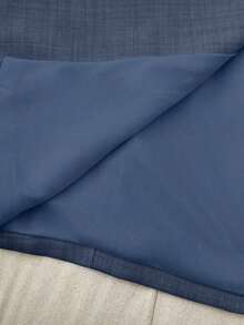 Conjunto de 2 piezas de chaqueta de traje y pantalones de cuello alto de un solo botón, estilo casual de negocios, apto para todas las estaciones - Azul - Ver 3