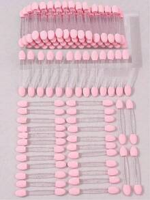 Set de 100/50/5 piezas de pinceles de sombra de ojos de doble punta/bolígrafo de punteado de arte de uñas, pincel degradado de uñas con soporte de diamante de imitación, pinceles de sombra de ojos desechables de doble cabeza, herramientas de maquillaje y manicura - Multicolor - Ver 7