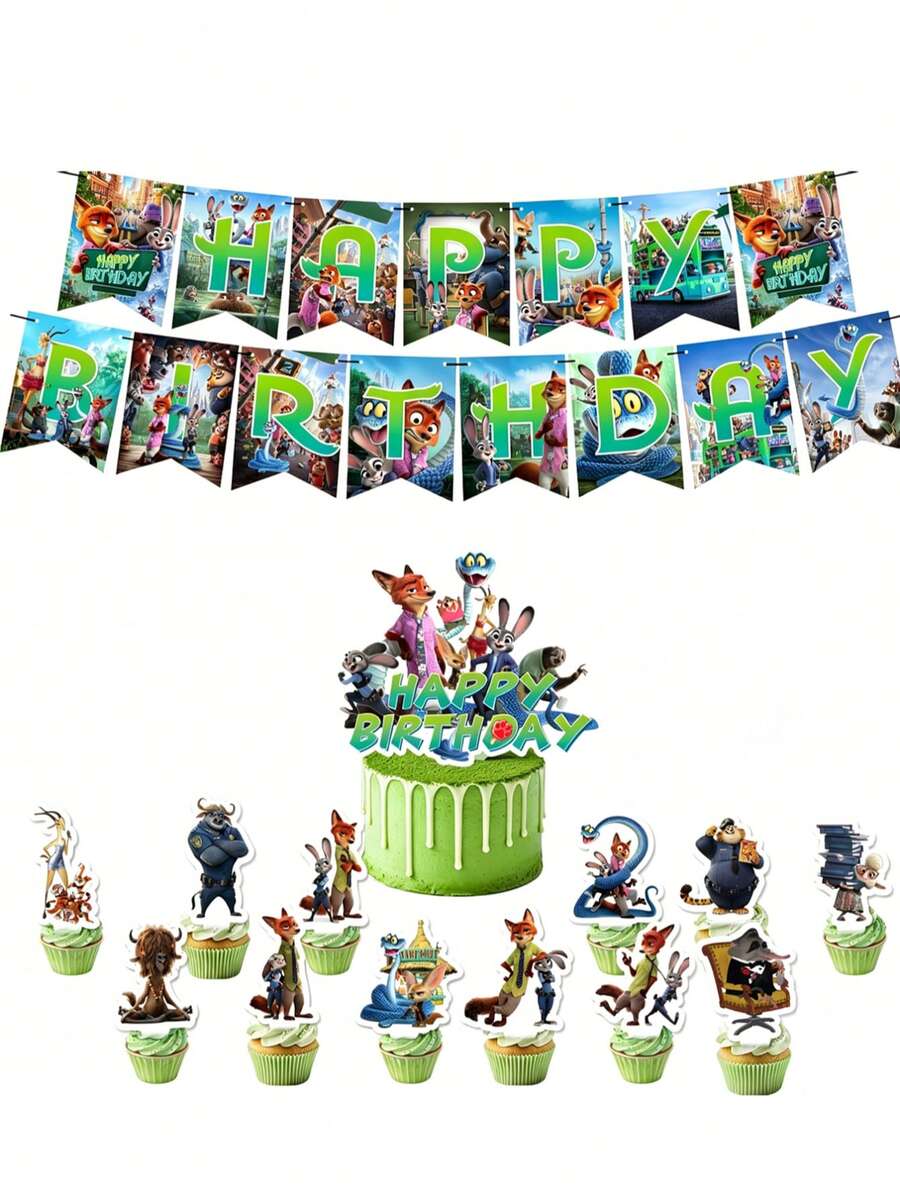 Bộ trang trí sinh nhật Disney Zootopia, bao gồm băng rôn, đồ treo xoắn ốc và đồ trang trí tiệc, phù hợp cho tiệc sinh nhật, đám cưới, lễ tốt nghiệp, ngày lễ, cắm trại ngoài trời, họp mặt gia đình và nhiều dịp khác - Nhiều màu - Xem 1