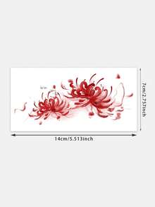1 pieza Tatuaje temporal de línea de hibisco rojo degradado, decoración personalizada para el hombro, resistente al agua y al sudor, sin decoloración - Multicolor - Ver 5