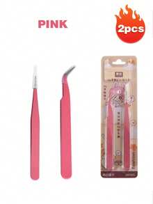 Set de 2 pinzas de acero inoxidable (rectas y curvas), incluye pinzas para pestañas, pegatinas para pinzas y clips de cinta de papel, set multifuncional para papelería, manualidades de scrapbooking, álbumes, útiles escolares, manualidades de macarons, cocina, pegatinas, álbumes, pestañas, joyería, modelos y talla grande. - Multicolor - Ver 28