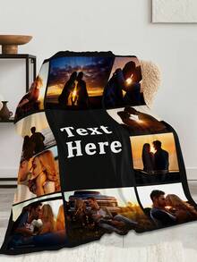 1pc Customized Photo Fleece Blanket, Funny | Custom Blankets | Fathers Day Gift |  | Father's Day Gift | Throw Blanket | Customizable Things | Mom Gifts | Dorm Decor, Personalized Fleece Blanket With Family, Pet, Couple Photos, Great Gift For Mother's Day, Father's Day, Valentine's Day, Carnival, Easter, Thanksgiving, April Fool's Day, Back To School, Office Nap, Private Custom Blanket, Holiday Blanket, Breathable, Lightweight ,For Family | - 款式-11 - 查看 7