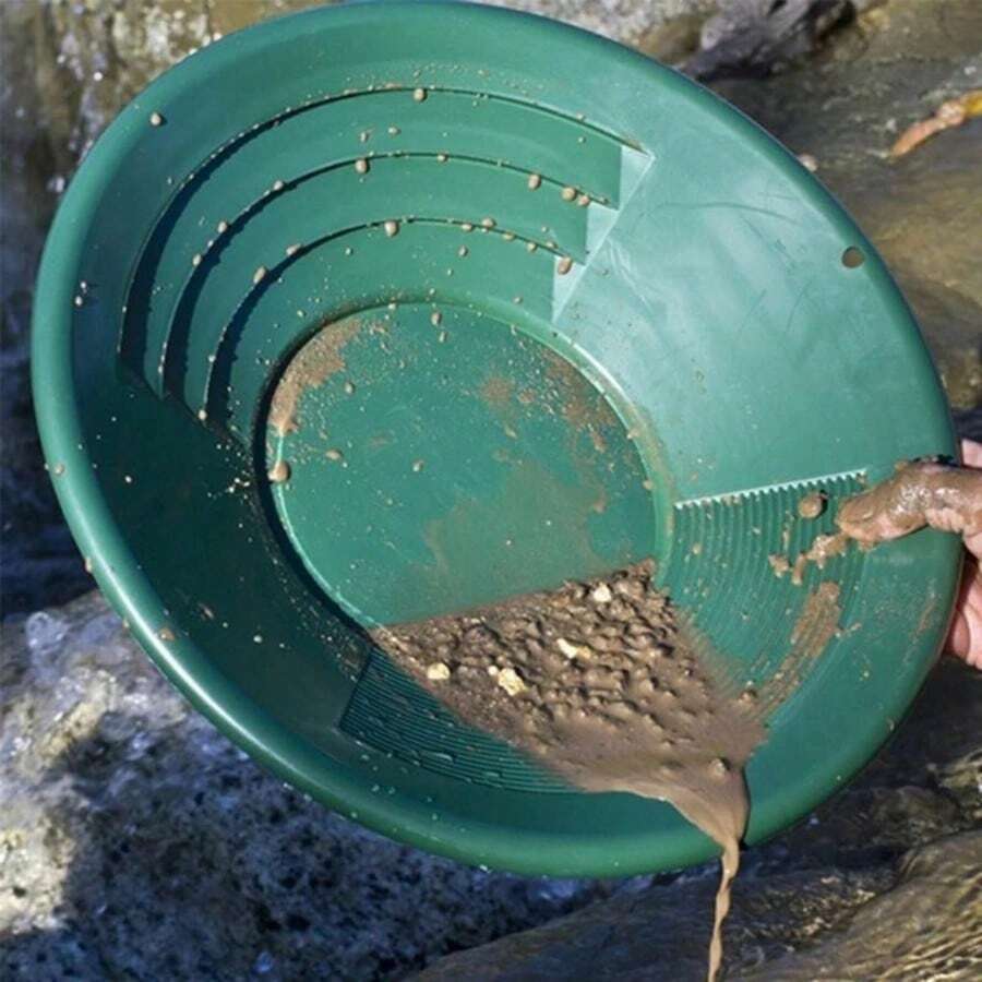Outdoor Gold Panning Sieve Tray, Hand Crank Gold Panning Pan, Small Plastic Gold Washing Bowl, Portable Gold Washing Sluice Box - 38*38*10cm - View 1